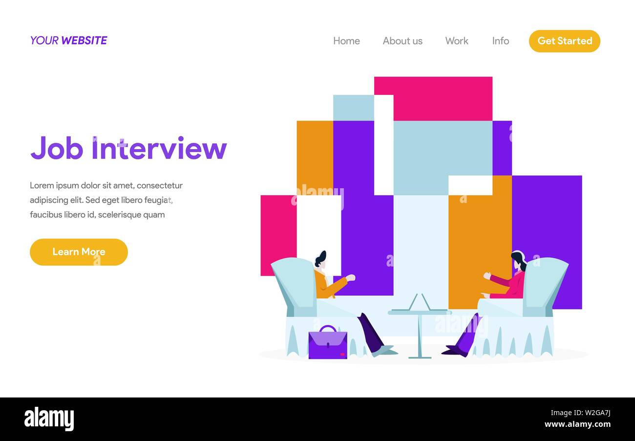 Landing page template of Job Interview Illustration Concept. Modern flat design concept of web page design for website and mobile website Stock Vector