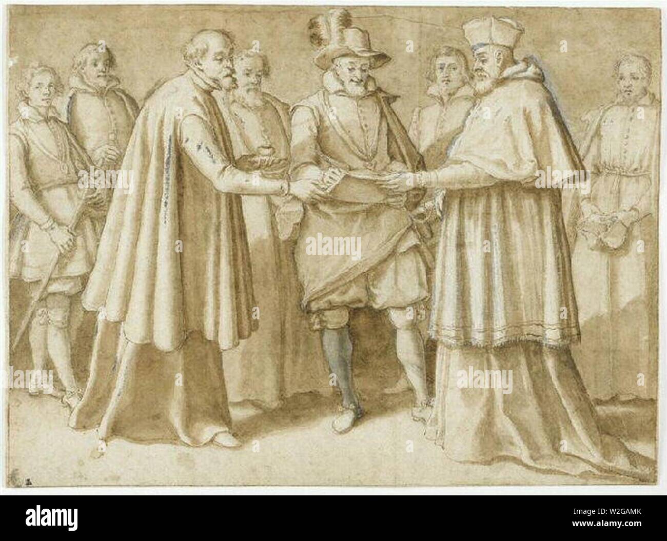 Chimenti - Henri IV signant la ratification de son abjuration. Stock Photo