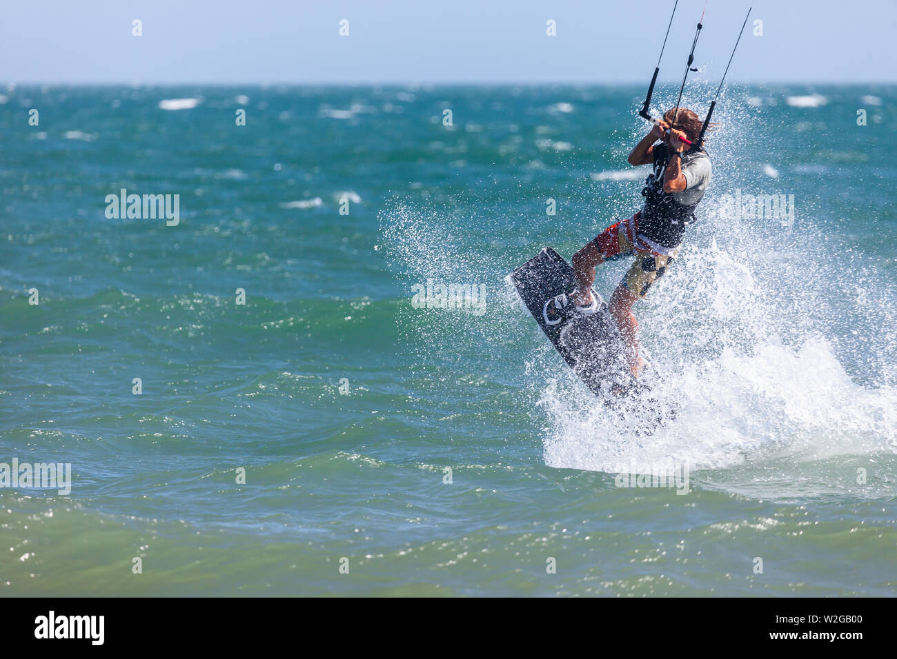 Kitesurfing or Kiteboarding Stock Photo Alamy
