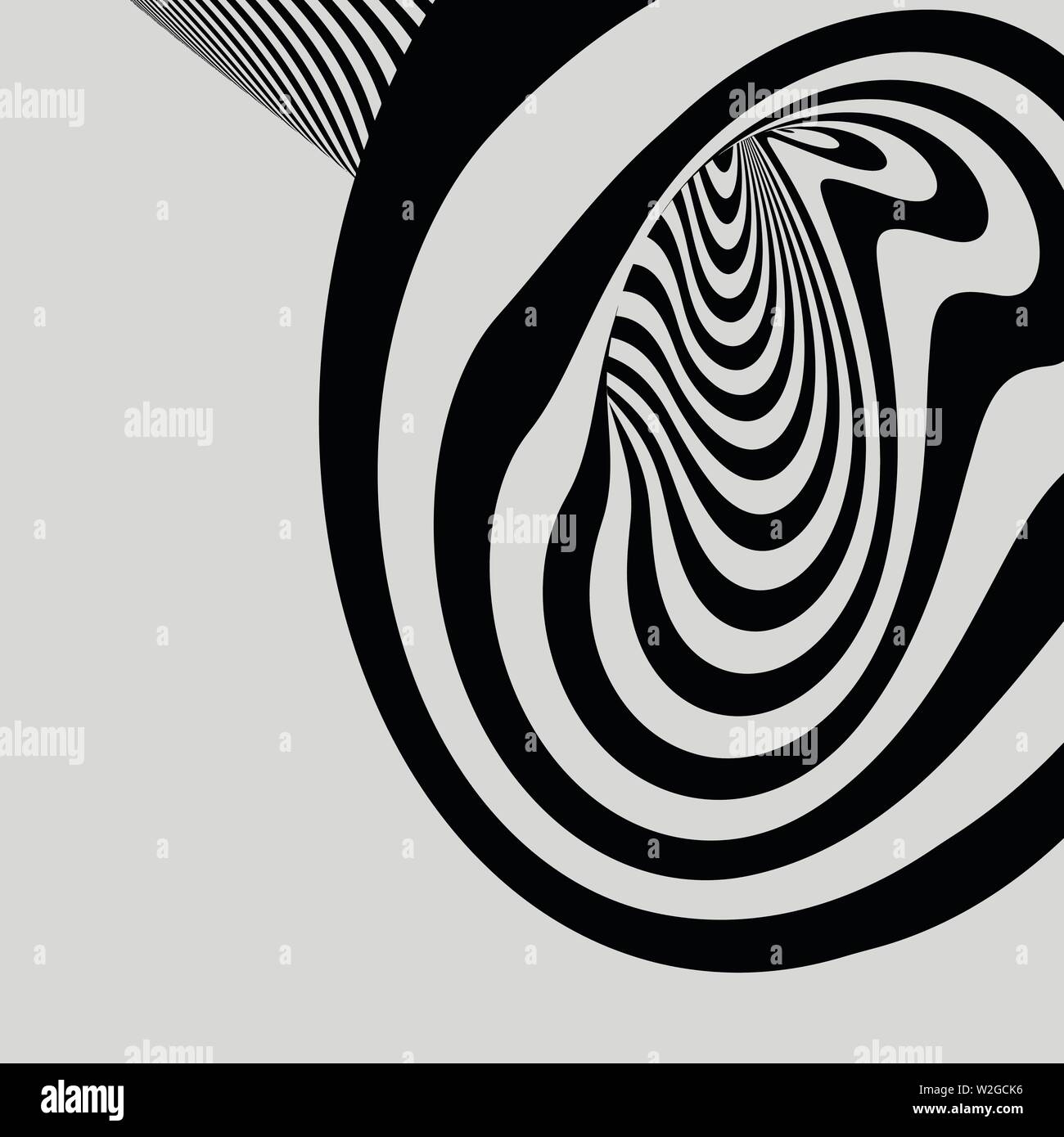 Black and White Abstract Striped Background. Optical Art. 3d Vector