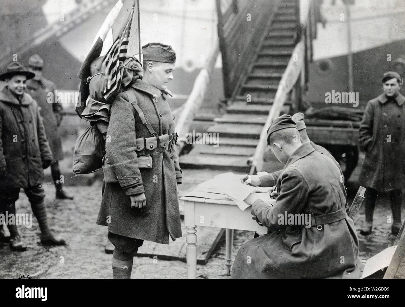 American soldiers embarking at a base port, France, for home ca. 1918 ...