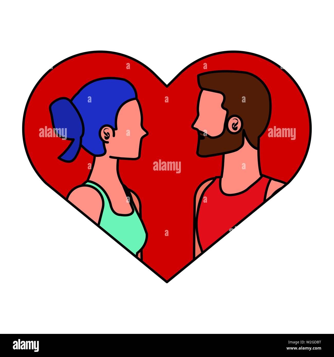 young lovers couple in heart love Stock Vector Image & Art - Alamy