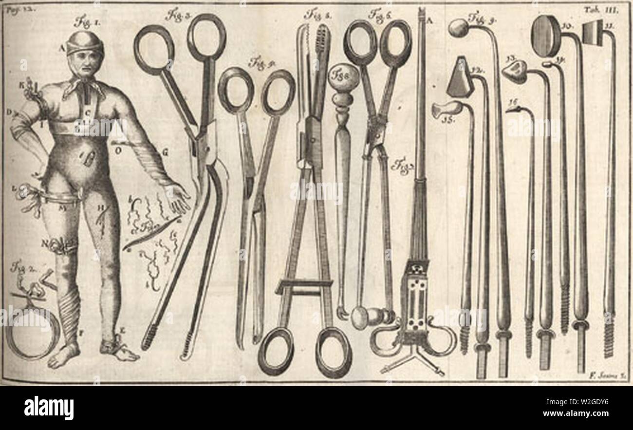 Chirurgisches Gerät 1749. Stock Photo