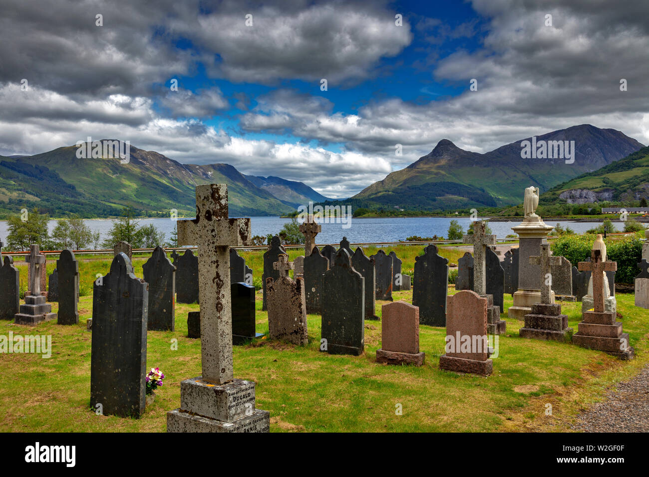 Cemetery, Church St.John, Ballachulish, Glen Coe, Loch Evens, Scotland Stock Photo