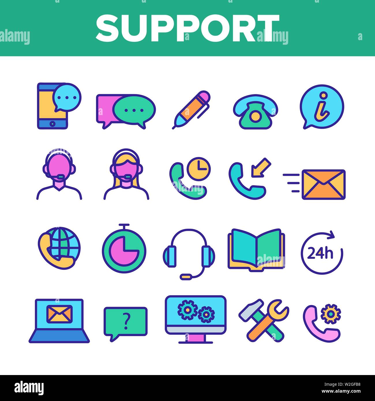 User help linear icons Stock Vector Images - Alamy