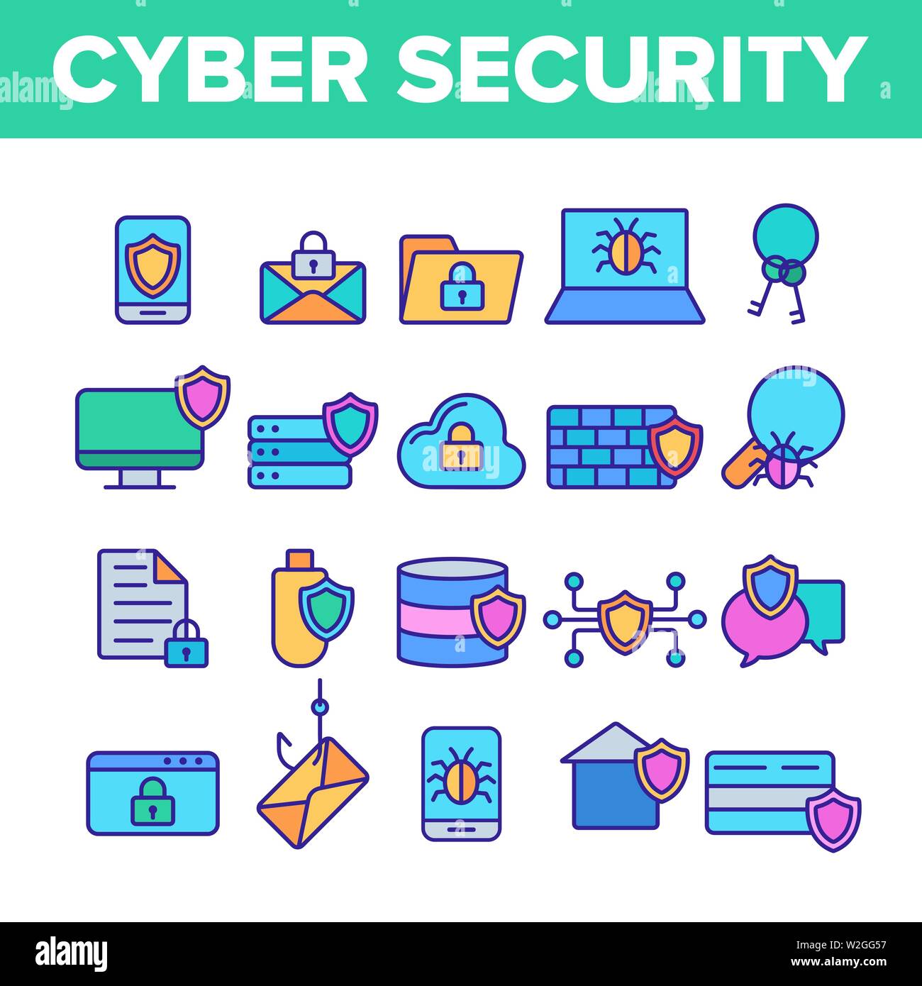 Cyber Security Vector Thin Line Icons Set Stock Vector Image & Art - Alamy