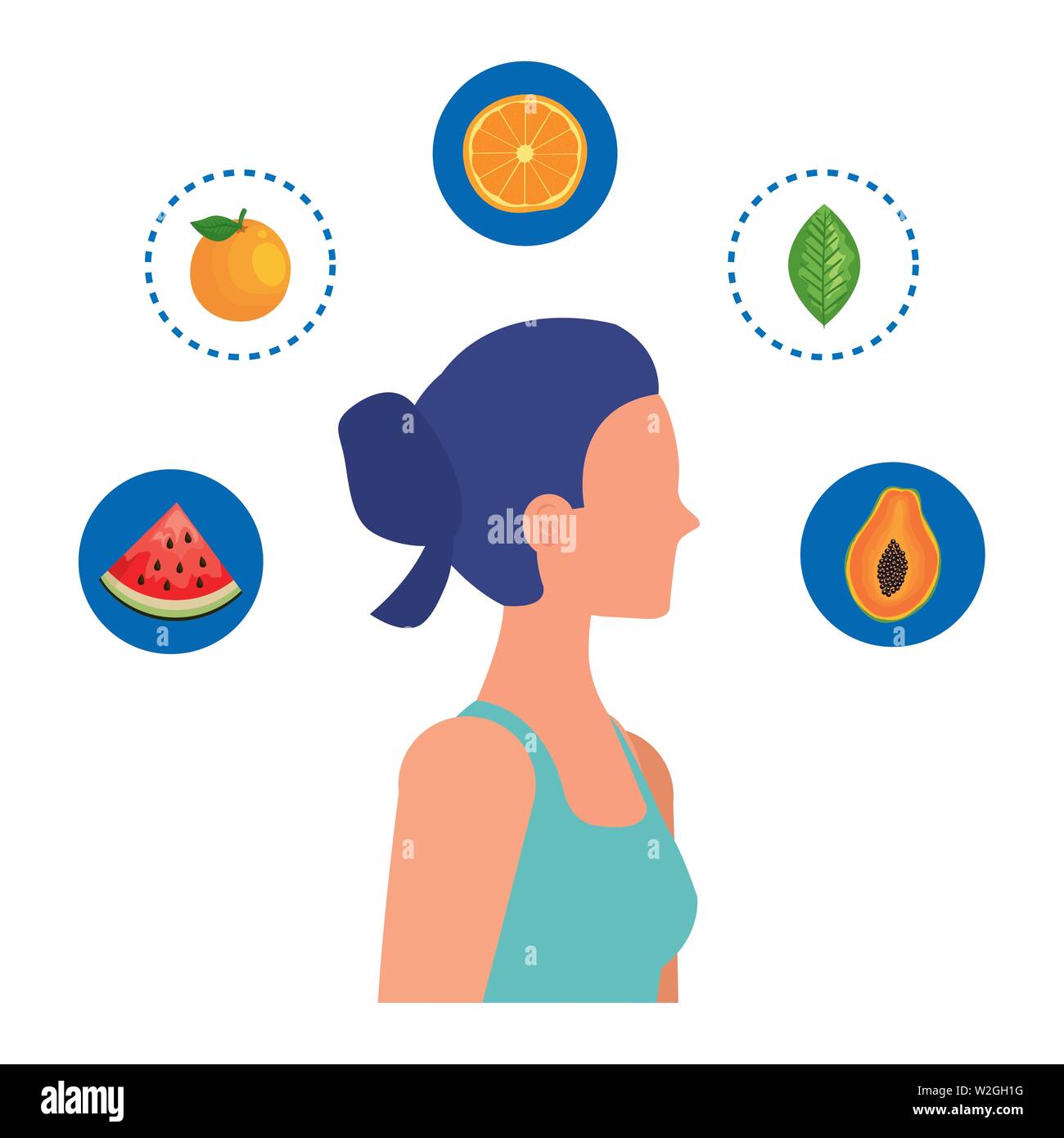 young sport woman with healthy food Stock Vector Image & Art - Alamy