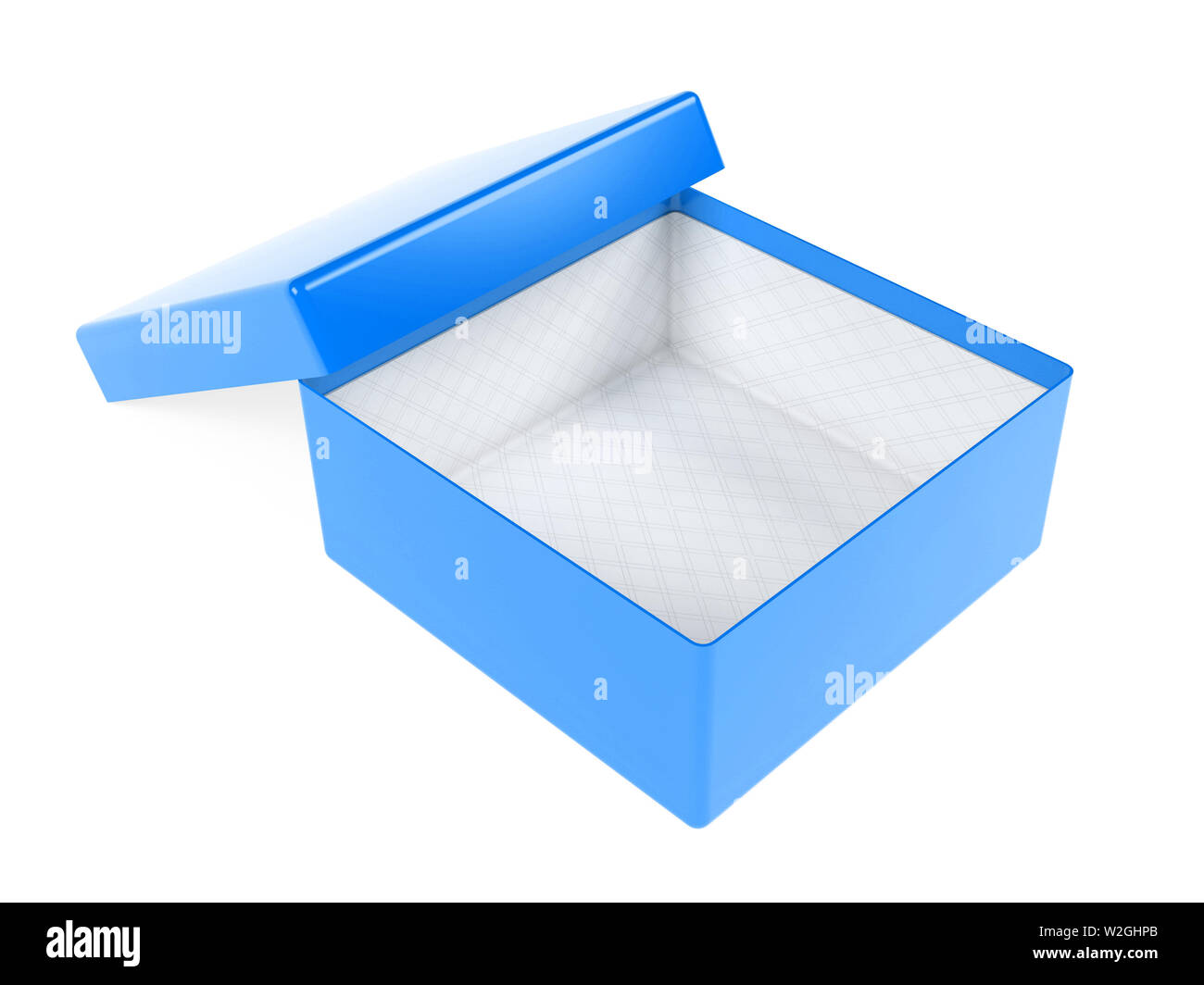 Blue open gift box. Realistic carton mock up. 3d rendering illustration isolated Stock Photo