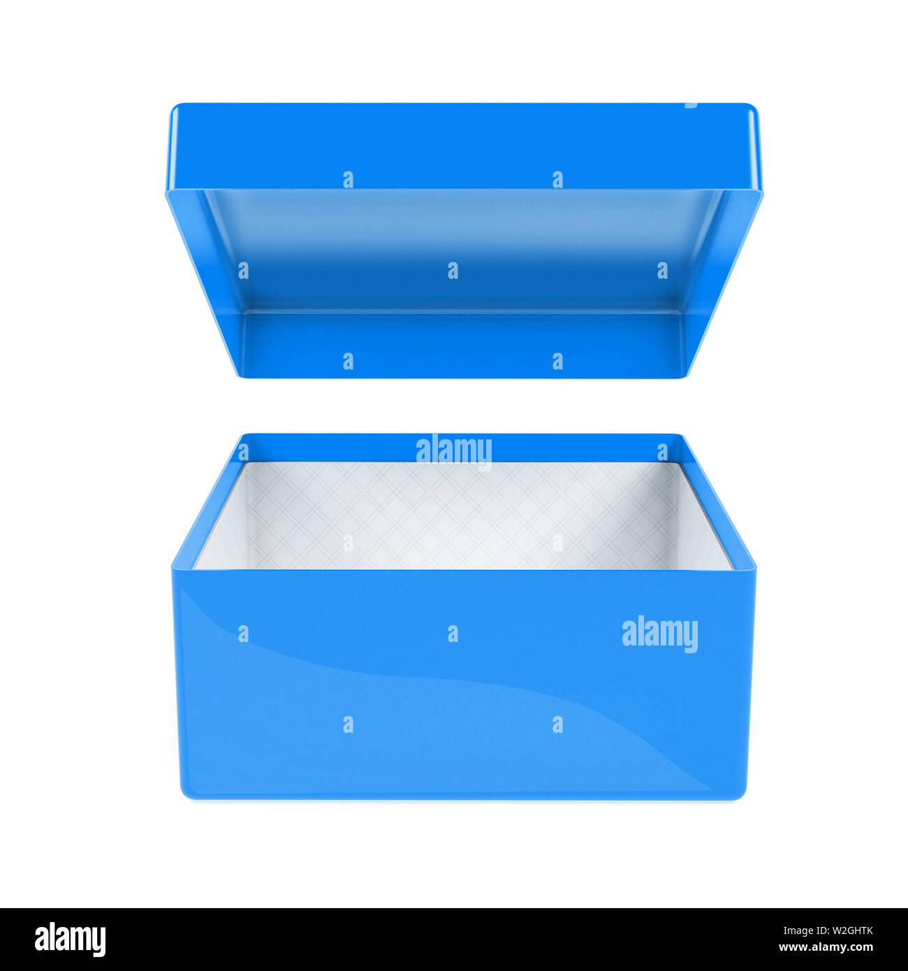Blue empty gift box box. 3d rendering illustration isolated Stock Photo