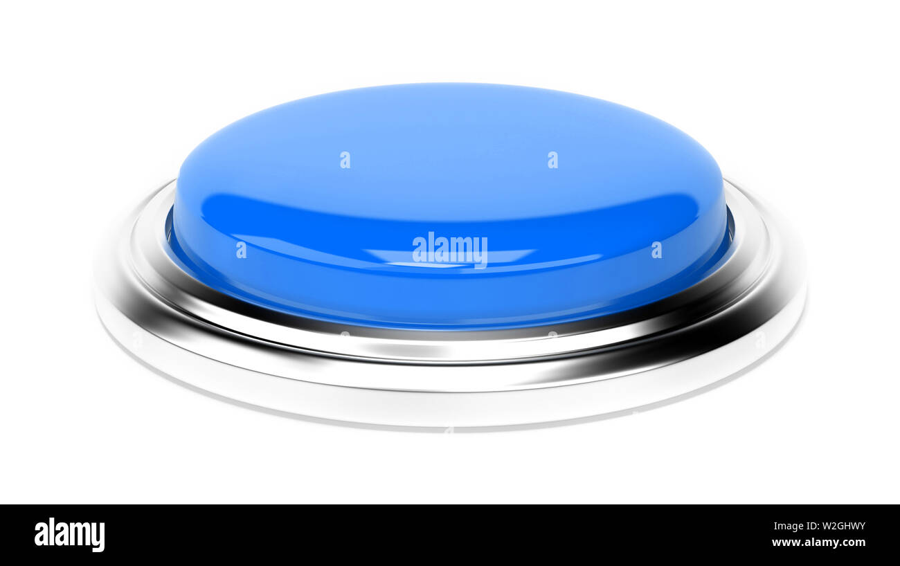 Blue push button. 3d rendering illustration isolated Stock Photo