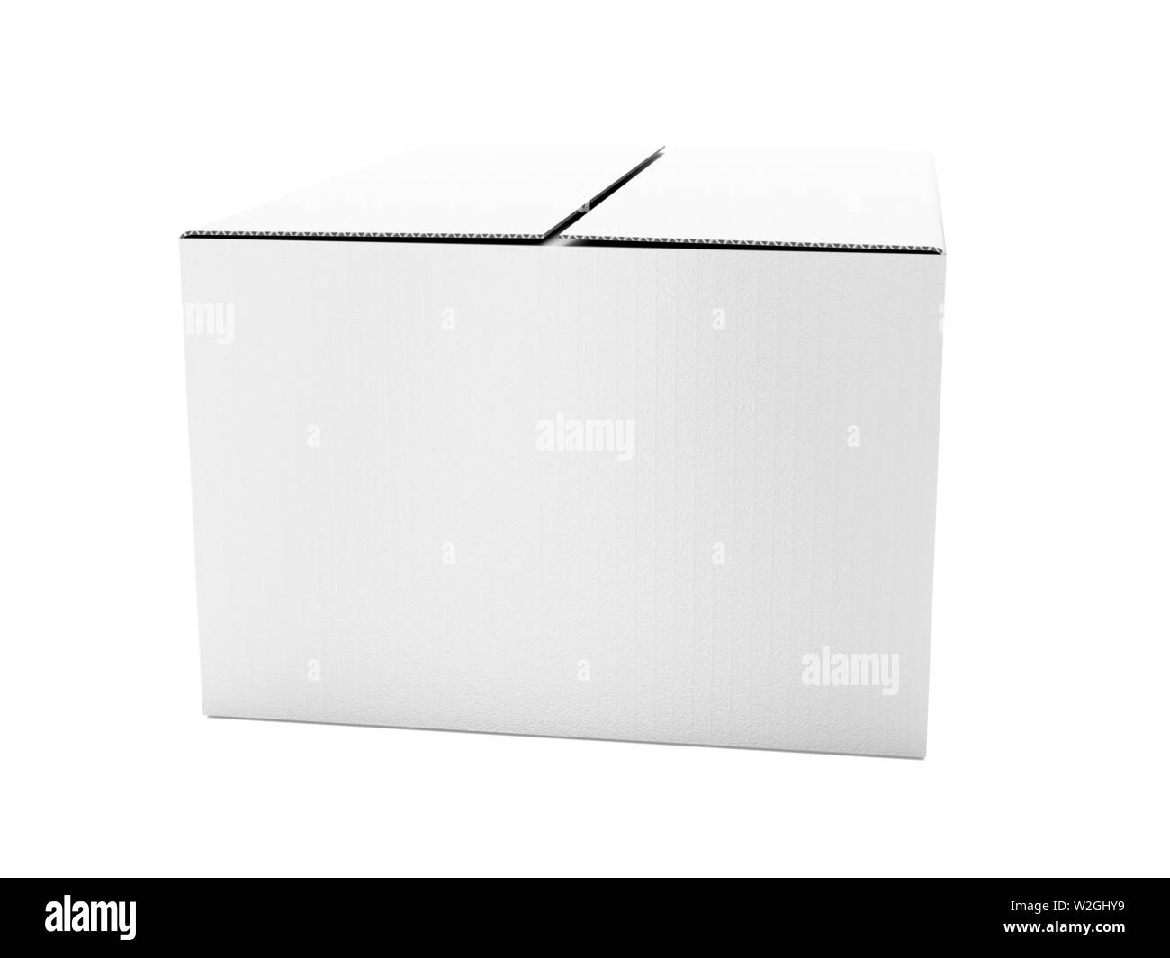 Closed white corrugated carton box. Big shipping packaging. 3d rendering illustration isolated Stock Photo
