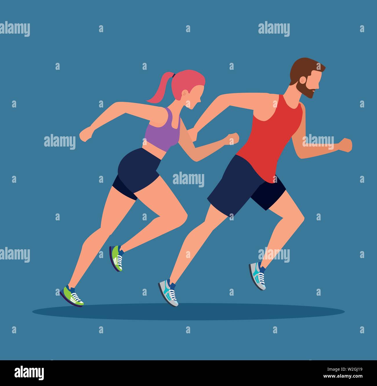 woman and man running exercise sport Stock Vector Image & Art - Alamy