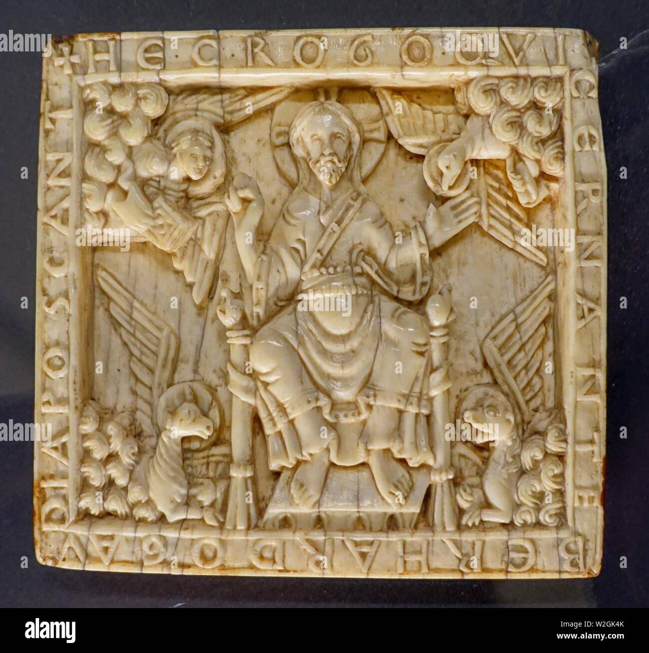Christ in Majesty with the evangelist symbols, Trier or southwestern Germany, 1100-1150 AD, ivory - Hessisches Stock Photo