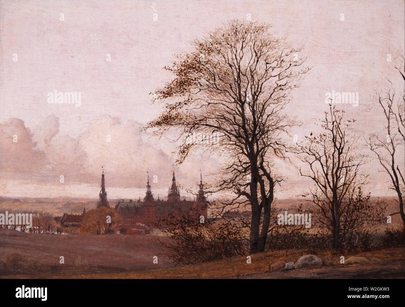 Christen Kobke - Autumn Landscape Frederiksborg Castle Middle Distance 1838  Stock Photo - Alamy