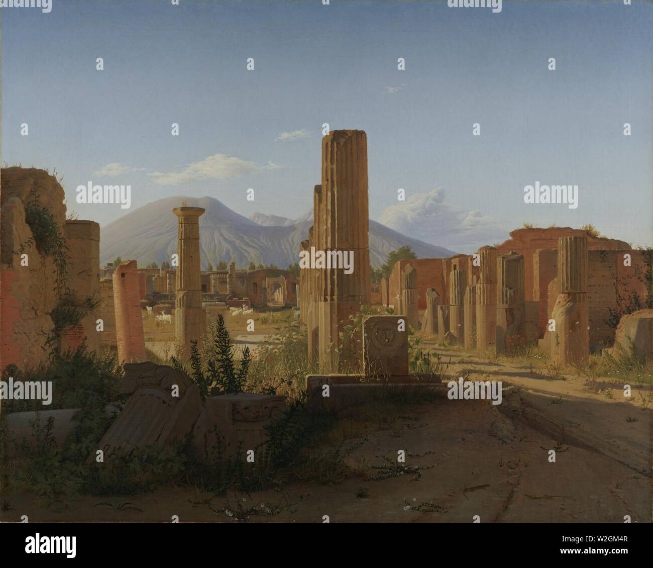 Christen Schjellerup Købke - The Forum, Pompeii, with Vesuvius in the Distance - Stock Photo