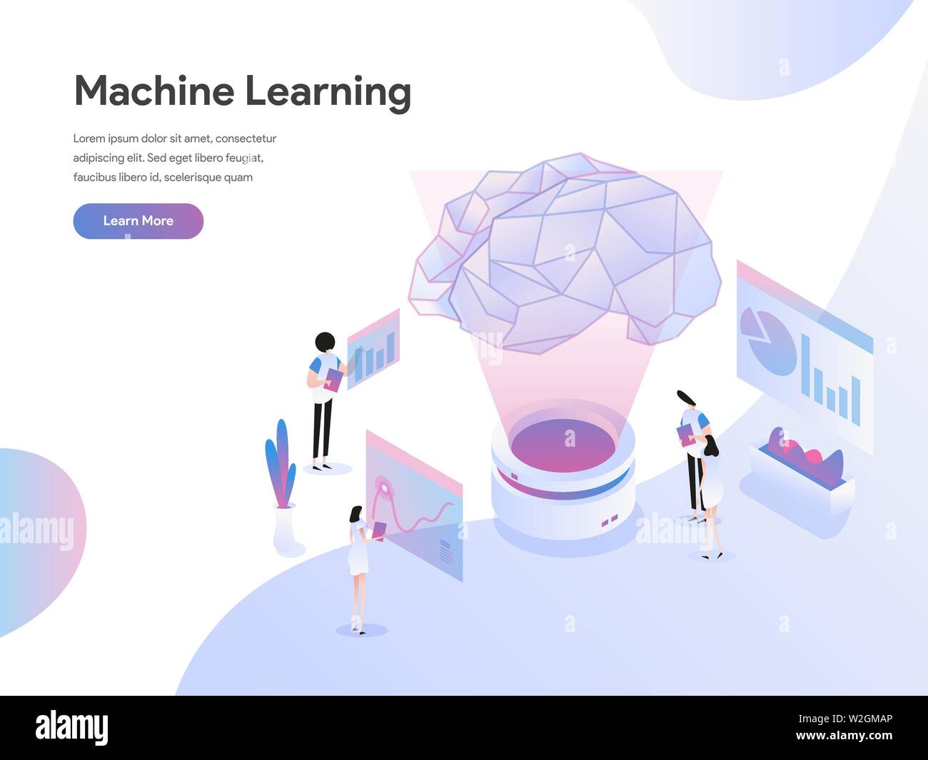 Landing page template of Machine Learning Illustration Concept. Flat ...
