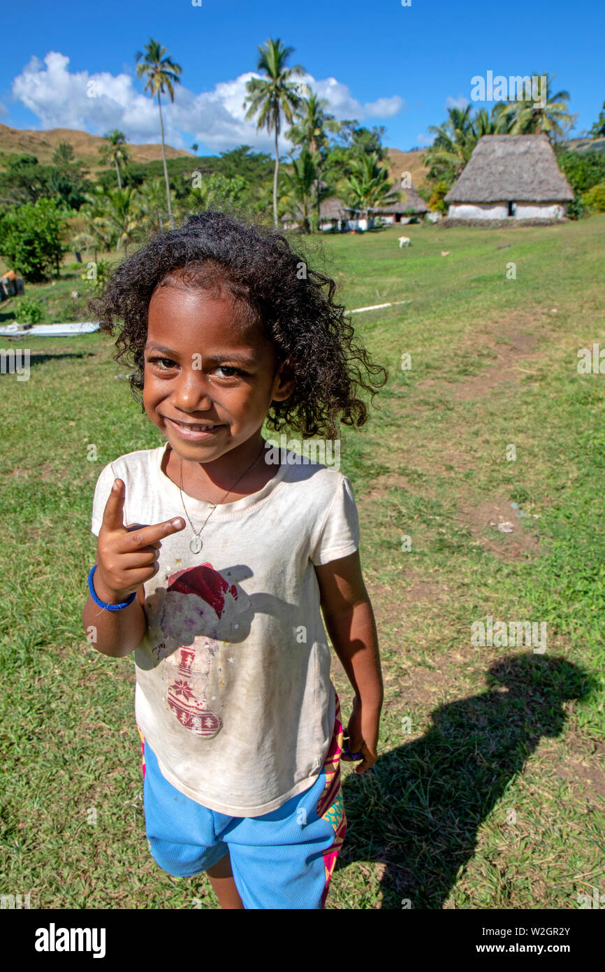 Girl in the highlands village of Navala Stock Photo