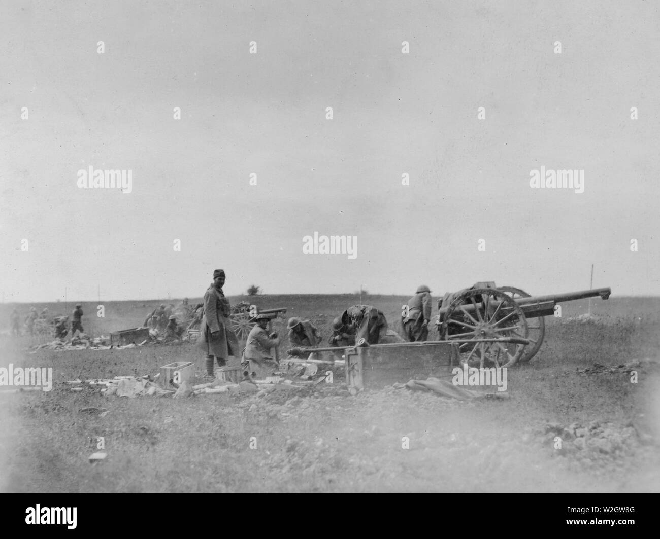 Battery F, 16th Field Artillery on Hill 295, firing French 75s at a ...