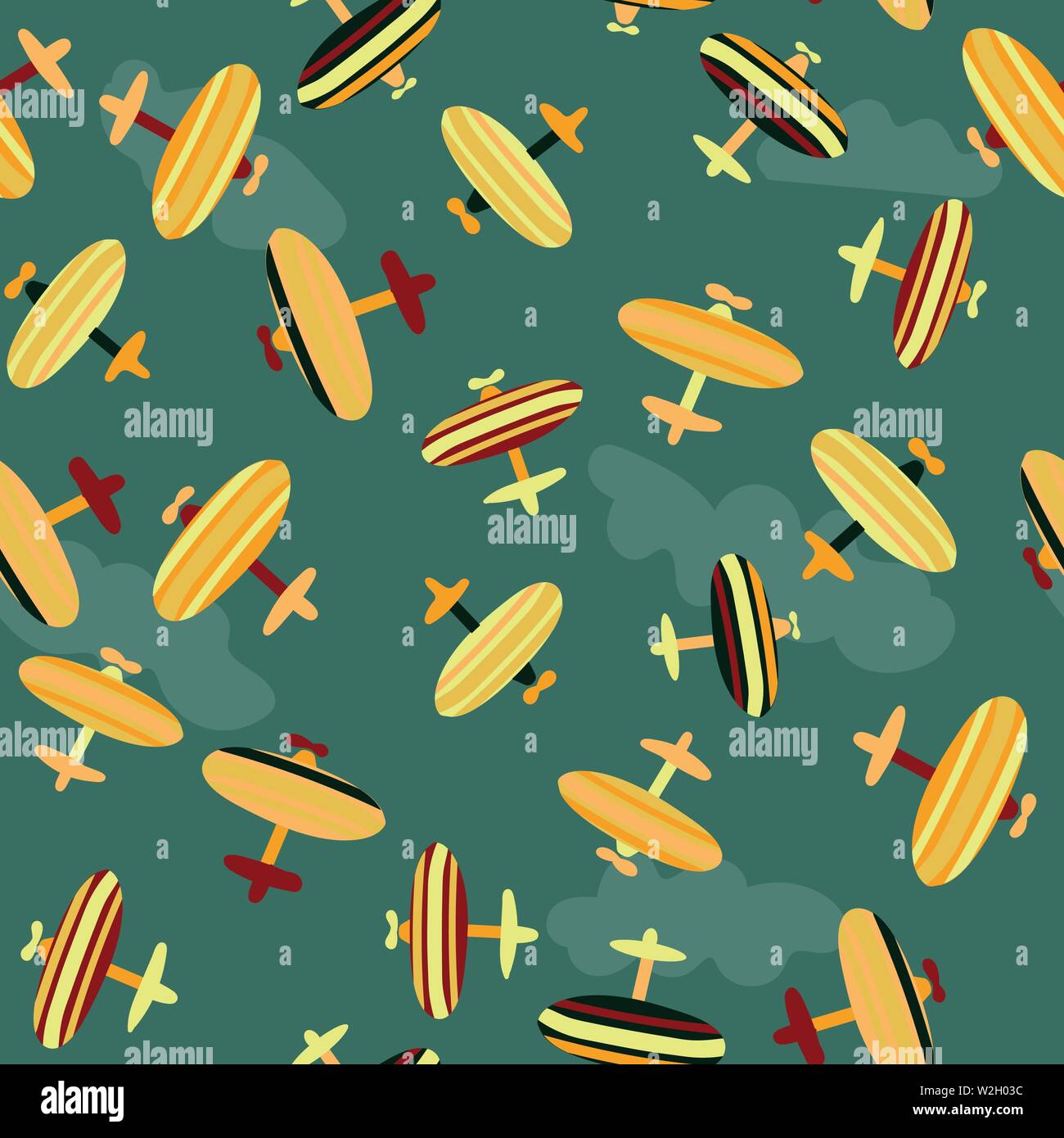 Seamless vector pattern with toy planes invintage colors Stock Vector