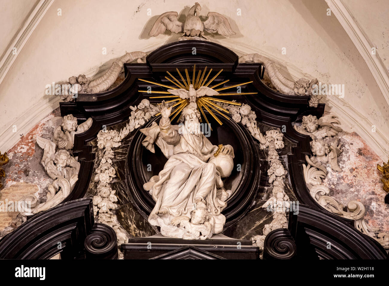 St James's catholic church, Antwerp, Belgium. God in heaven. Stock Photo