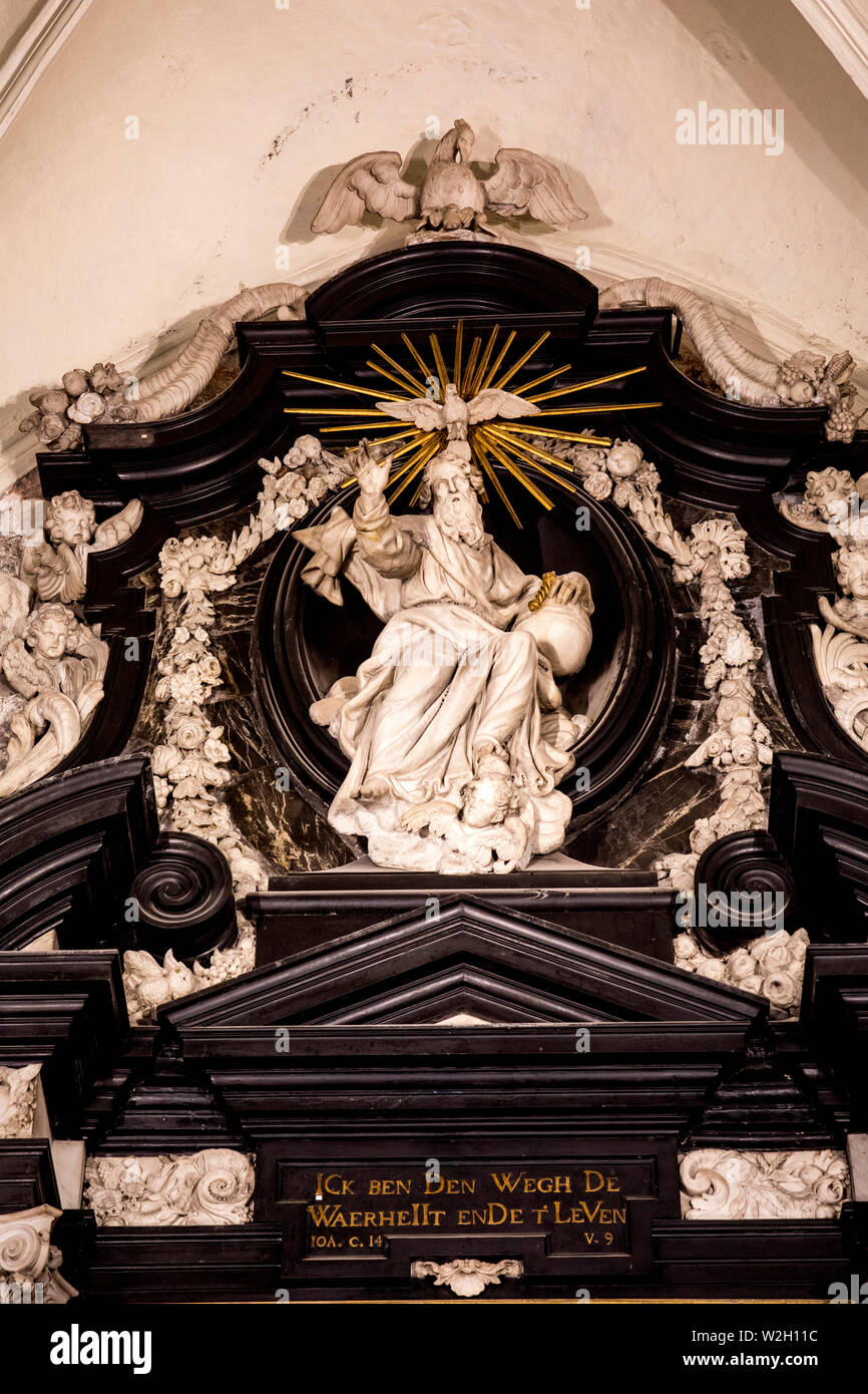 St James's catholic church, Antwerp, Belgium. God in heaven. Stock Photo