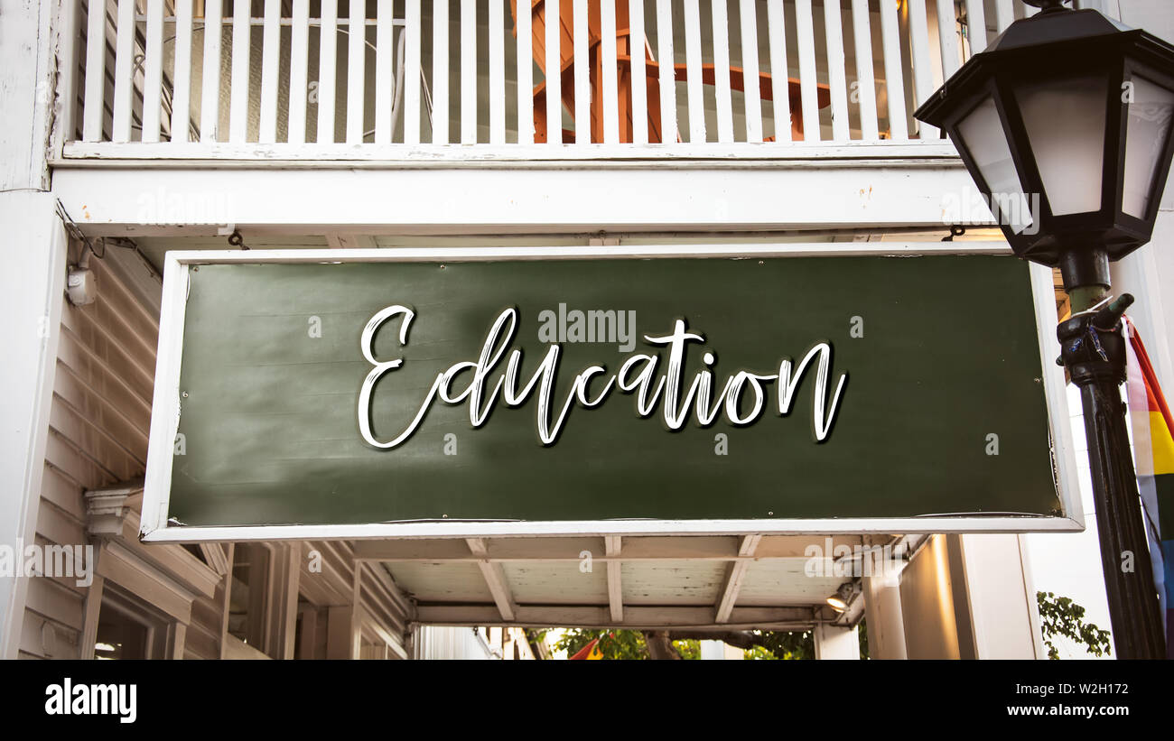Street Sign the Direction Way to Education Stock Photo - Alamy