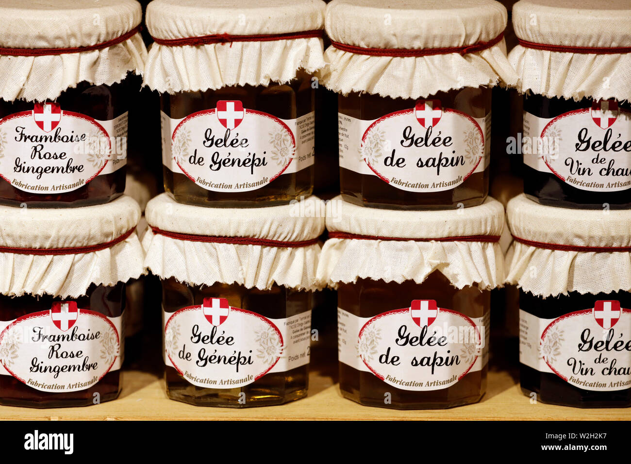 Gourmet shop. Organic Marmalade Jars. France Stock Photo Alamy