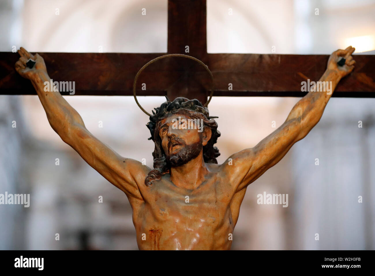 Santa Maria della Visitazione catholic church. Crucifix. Jesus on the