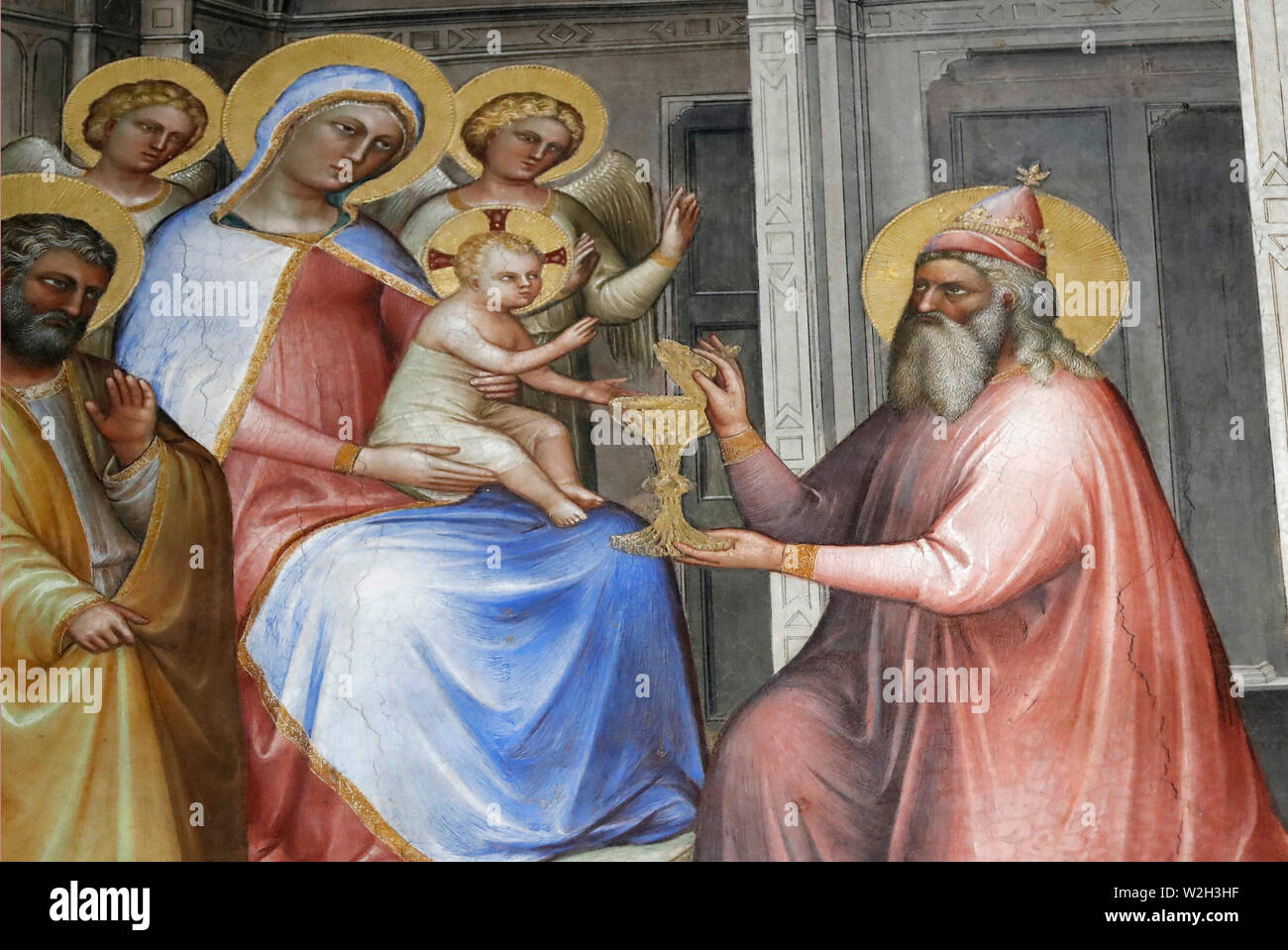 The Padua Baptistery. Ceilling frescoes  14th century by Giusto de Menabuoi. The circumcision of Jesus. Padua. Italy. Stock Photo