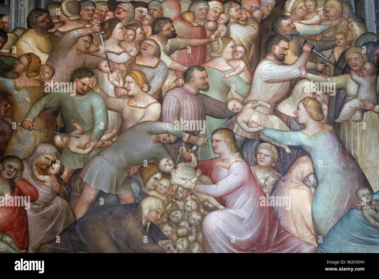 The Padua Baptistery. Ceilling frescoes  14th century by Giusto de Menabuoi. Massacre of the Innocents.  Padua. Italy. Stock Photo