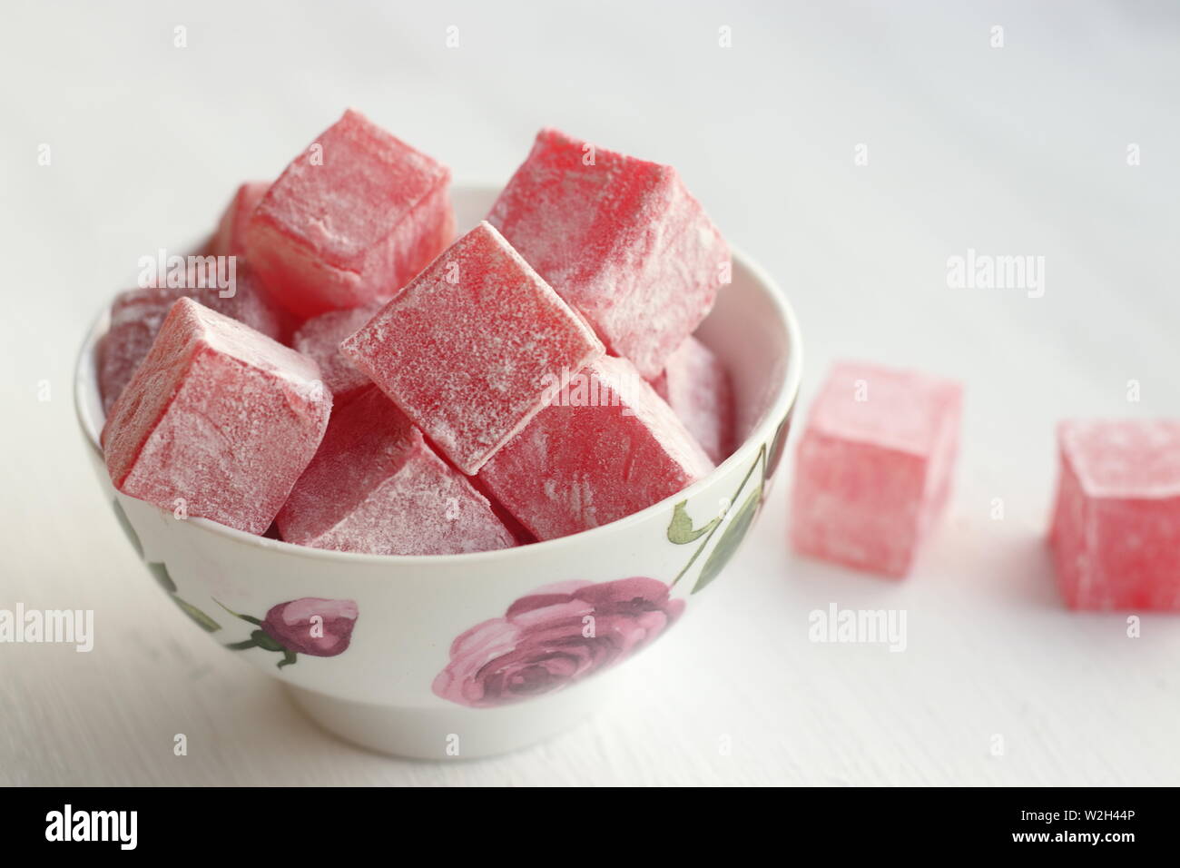 Turkish delightt with rose flavor Stock Photo