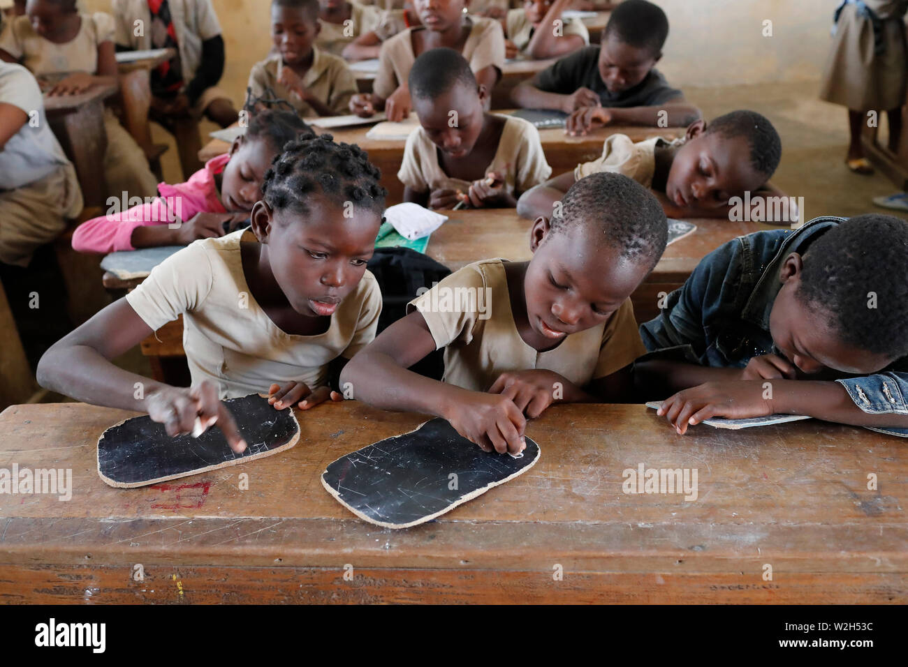 African primary school. Children in the classroom. Lome. Togo. Stock Photo