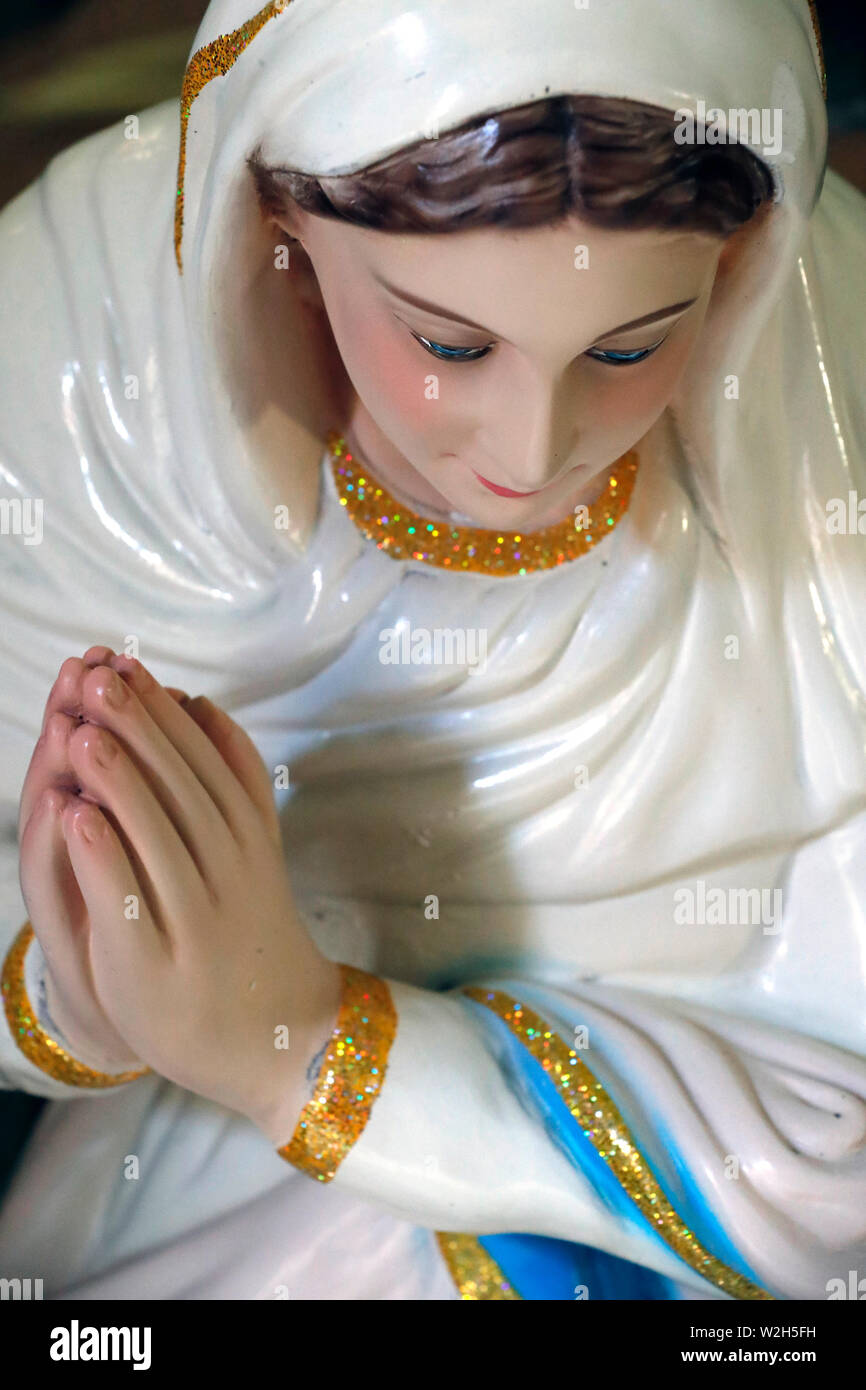 Saint Francis Xavier church. Virgin Mary statue.  Ho Chi Minh city. Vietnam. Stock Photo