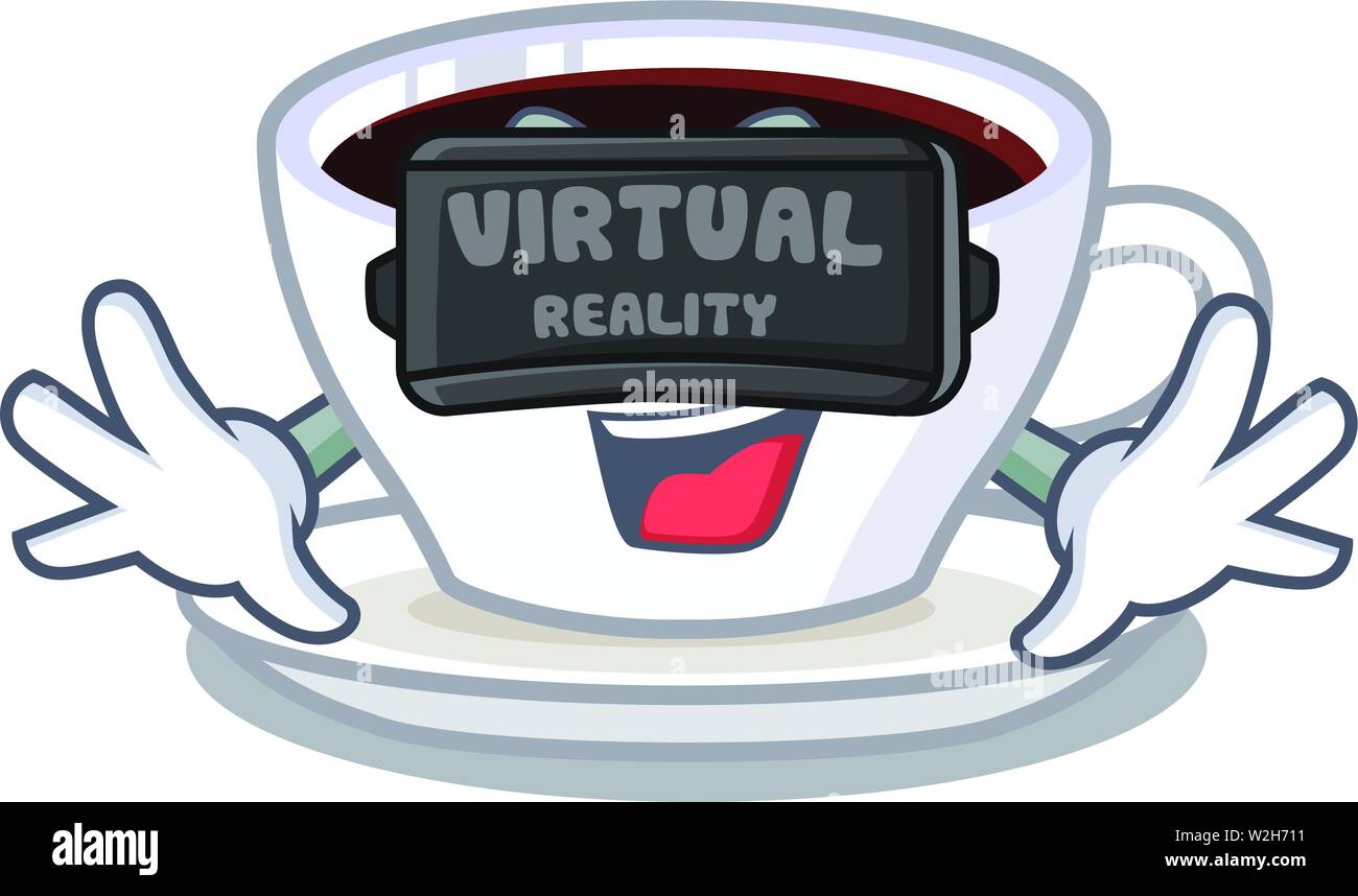 Virtual reality latte macchiato in the cartoos shape Stock Vector