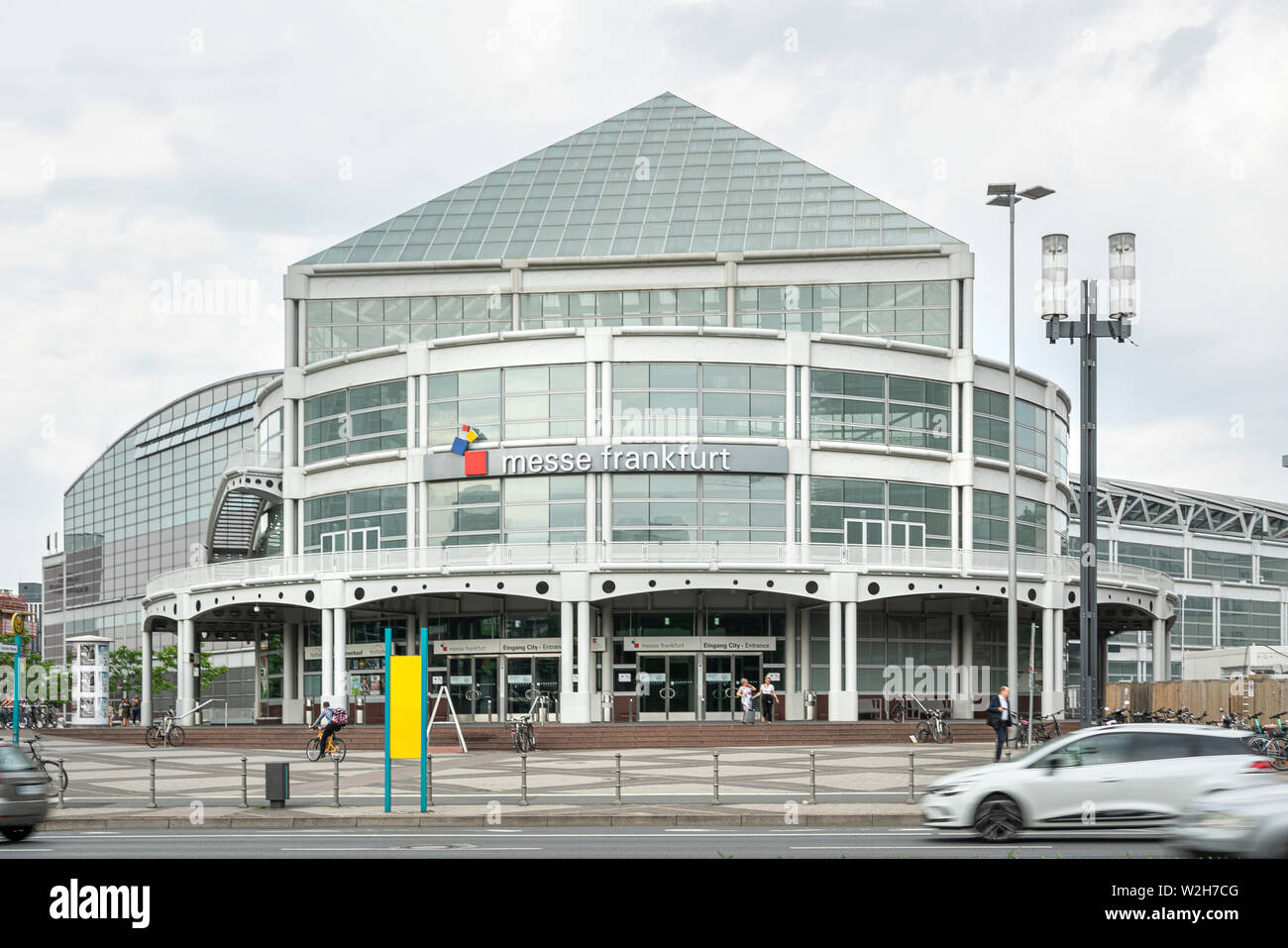Frankfurt am Main, July 2019.  the entrance building of the Frankfurt fair Stock Photo