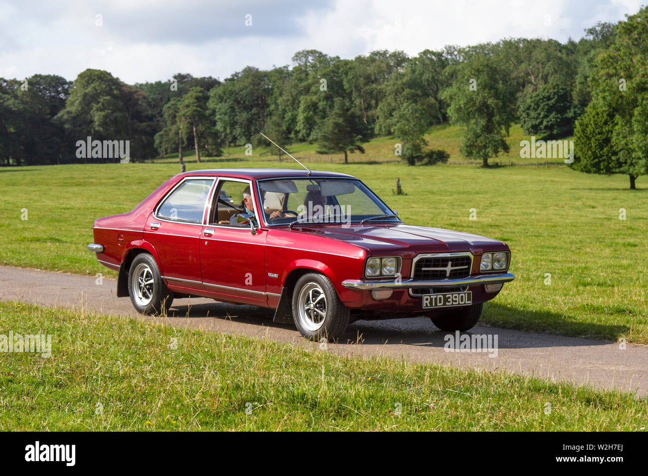 1972 70s red Vauxhall Victor at the Classic Car Rally ; 70s classic cars, cherished veteran, restored old timer, collectible motors, vintage heritage, old preserved, collectable motors, UK Stock Photo