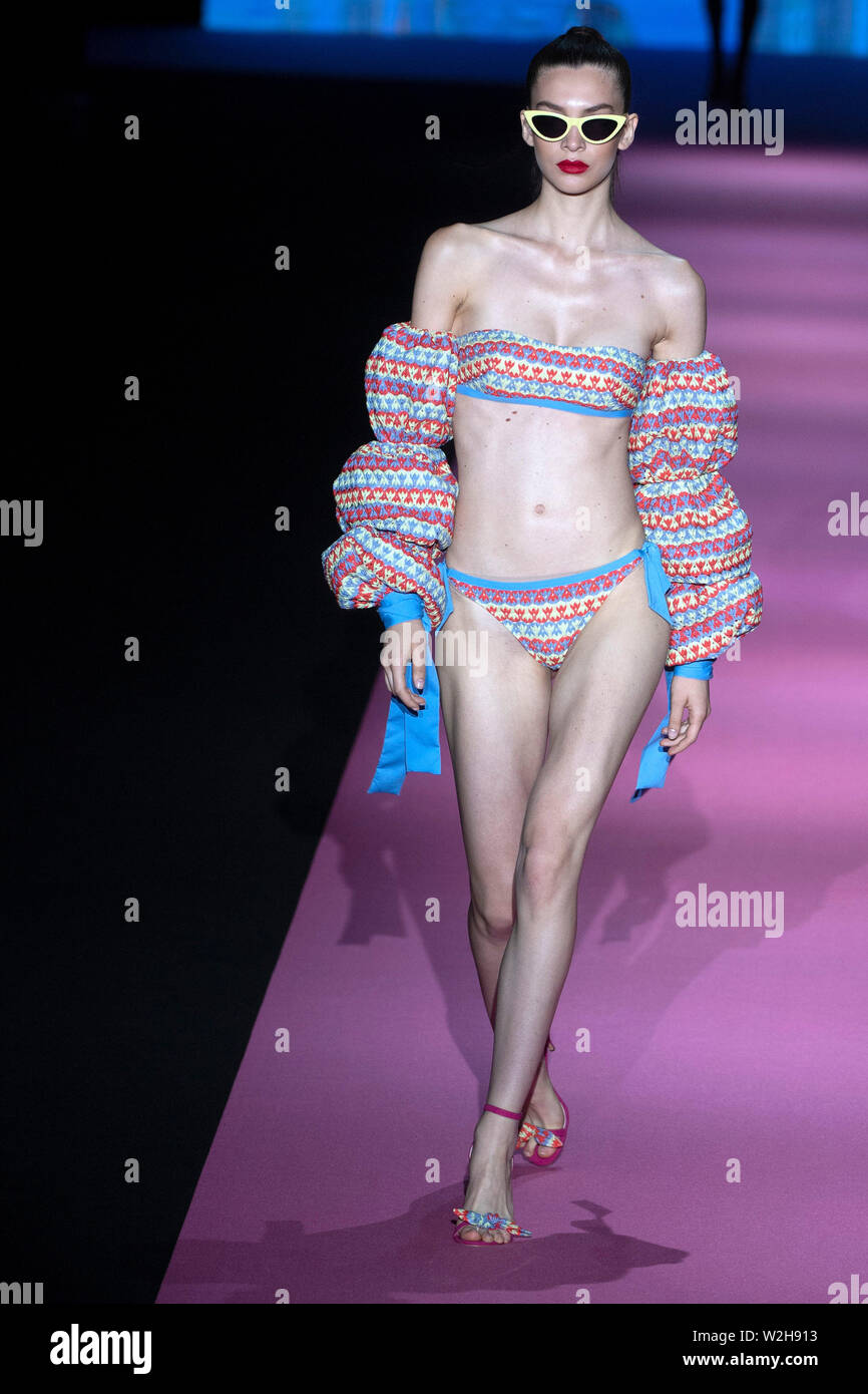 Madrid, Spanien. 07th July, 2019. Model at the Andres Sarda Fashion Show at  the Mercedes-Benz Fashion Week Madrid Spring/Summer 2020 at the fairground  Ifema. Madrid, 07.07.2019 | usage worldwide Credit: dpa/Alamy Live