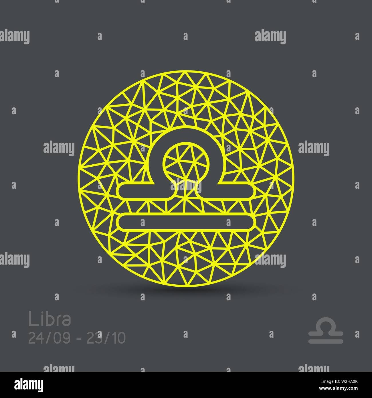 Libra zodiac sign in circular frame, vector Illustration. Contour icon ...