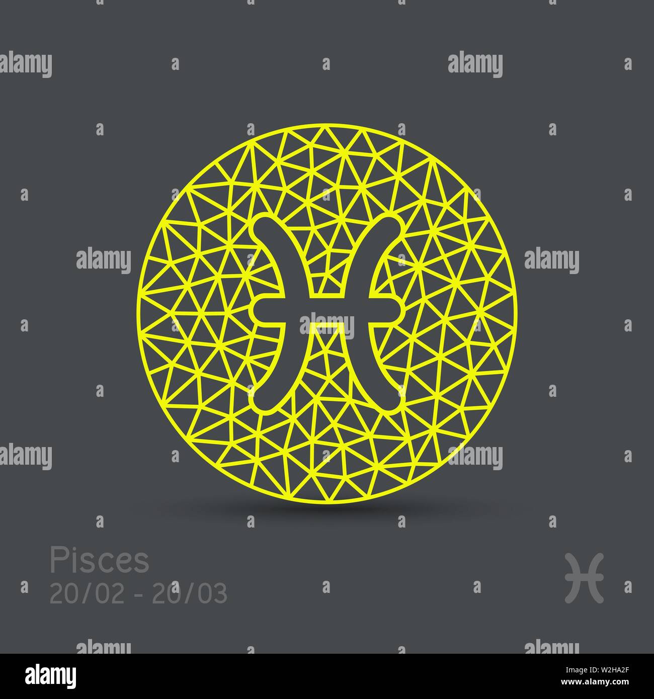Pisces zodiac sign in circular frame, vector Illustration. Contour icon ...