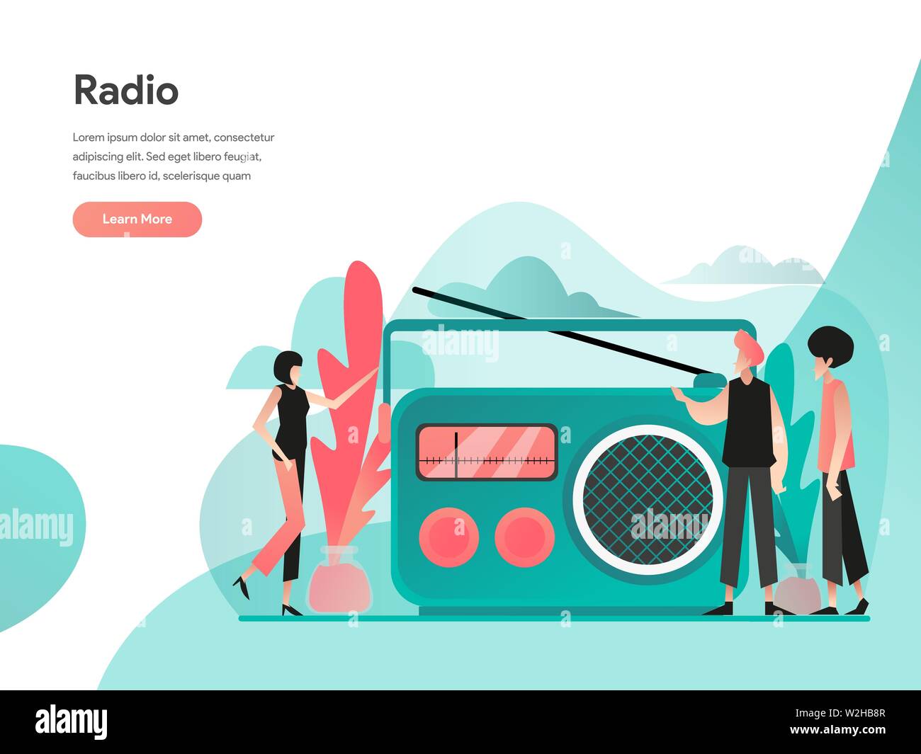 Radio Illustration Concept. Modern flat design concept of web page design for website and mobile website.Vector illustration EPS 10 Stock Vector