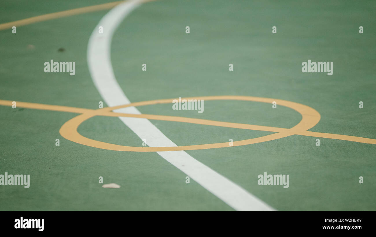 floor of basketball with marking lines Stock Photo Alamy