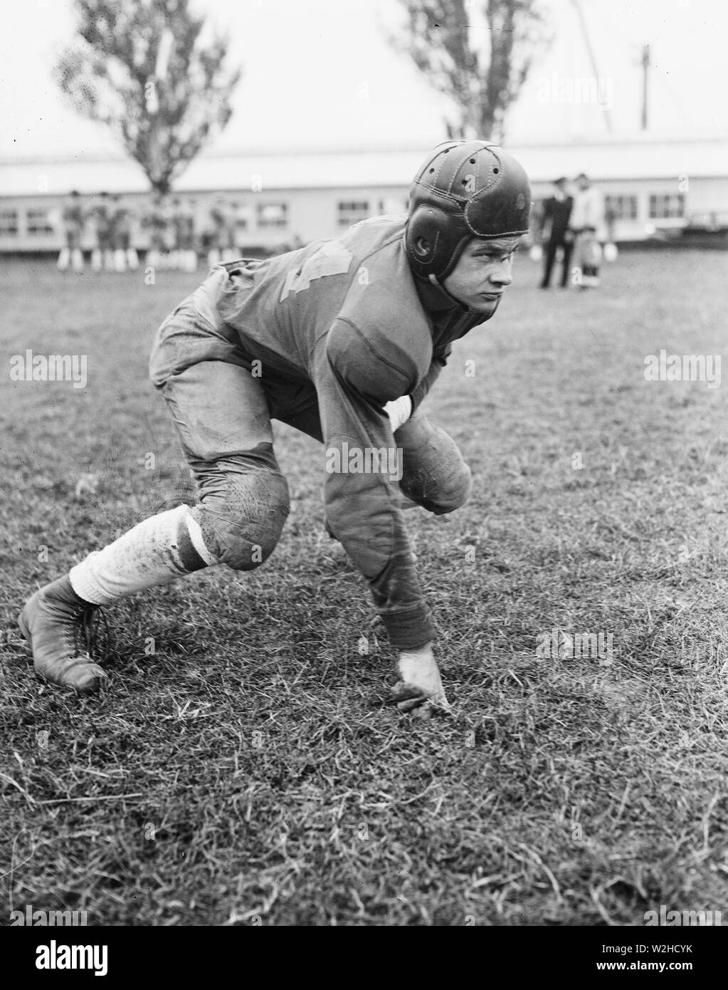 Look out! Notre Dame. Otis Cole, one of the Navy players on whose endurance, ability and general good playing the midshipmen of Annapolis are placing their hopes to beat Notre Dame this coming Saturday. Cole plays guard on the Navy team. 10/24/35 Stock Photo