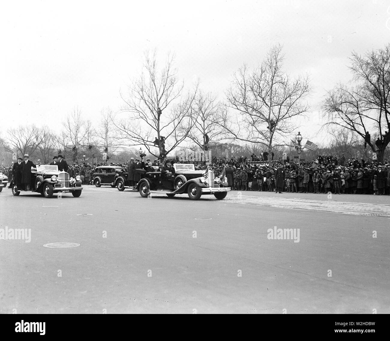 Franklin D. Roosevelt - Inauguration of Franklin D. Roosevelt. Motorcade. Washington, D.C. ca. March 4, 1933 Stock Photo