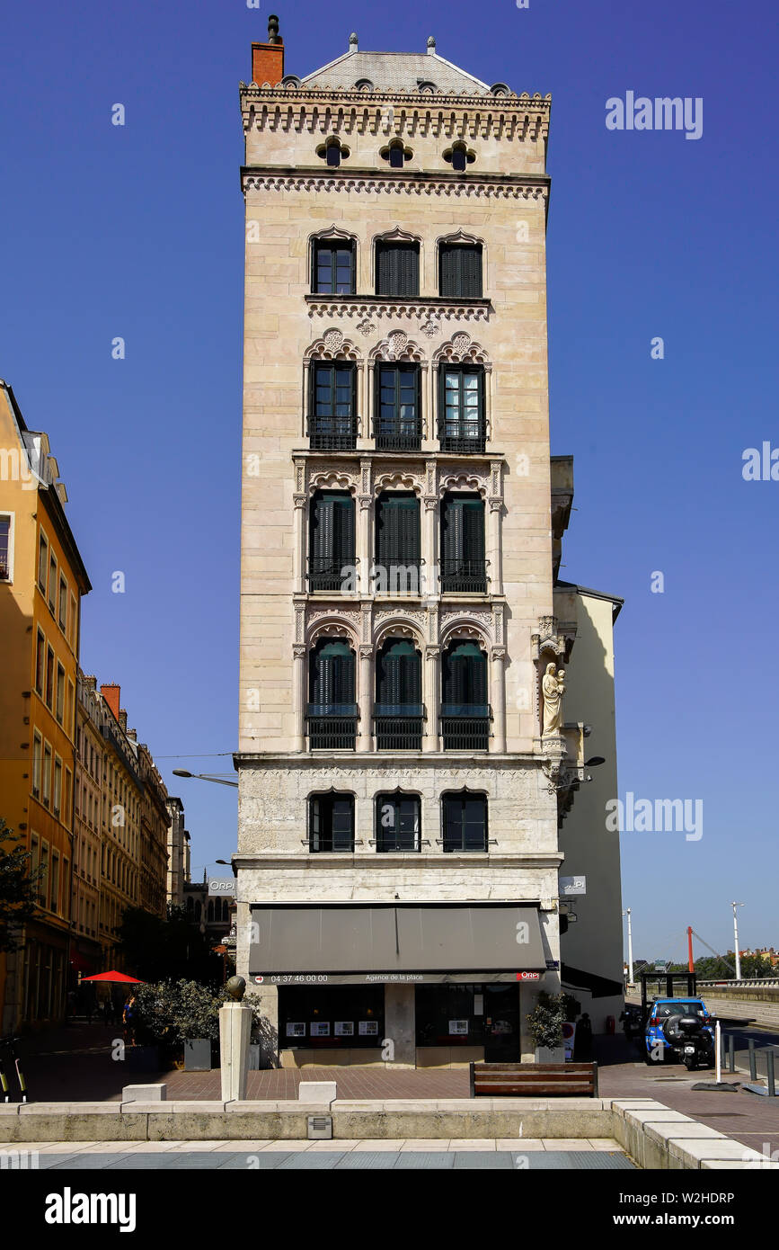 Art Nouveau building by Place Benoît Crepu in Lyon, France Stock Photo