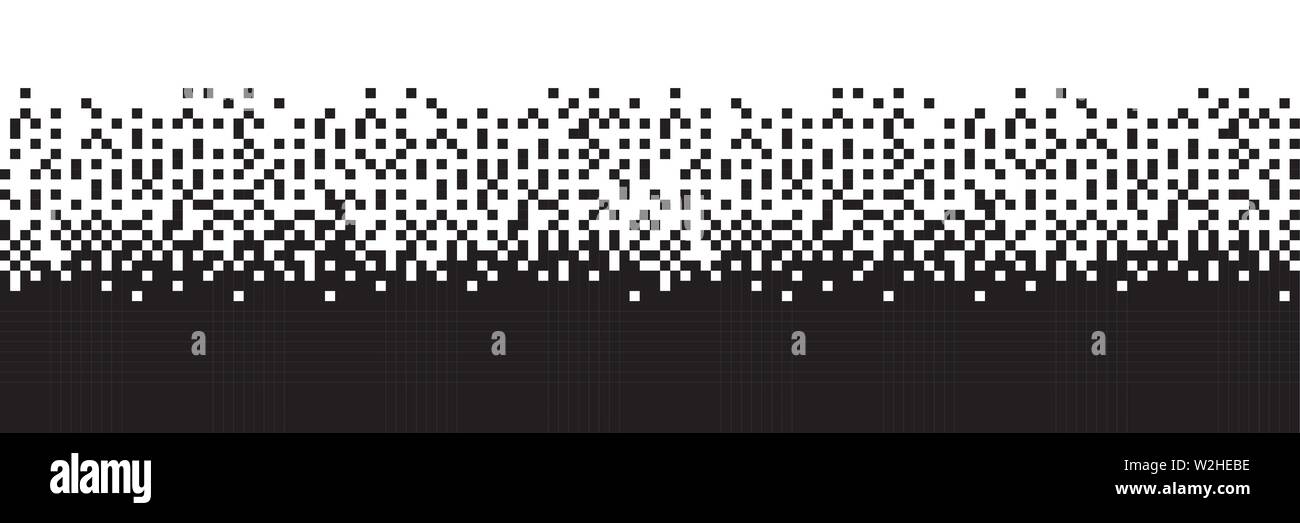 Pixel Black and White Seamless Pattern. Pixel abstract mosaic background, Vector illustration for website, card, poster Stock Vector