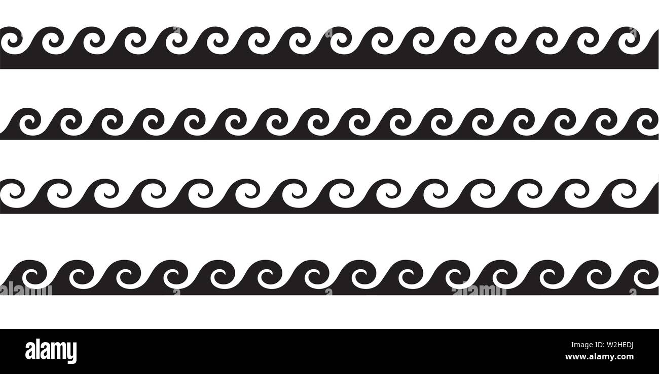 Set of wavy horizontal lines. Vector design element Stock Vector