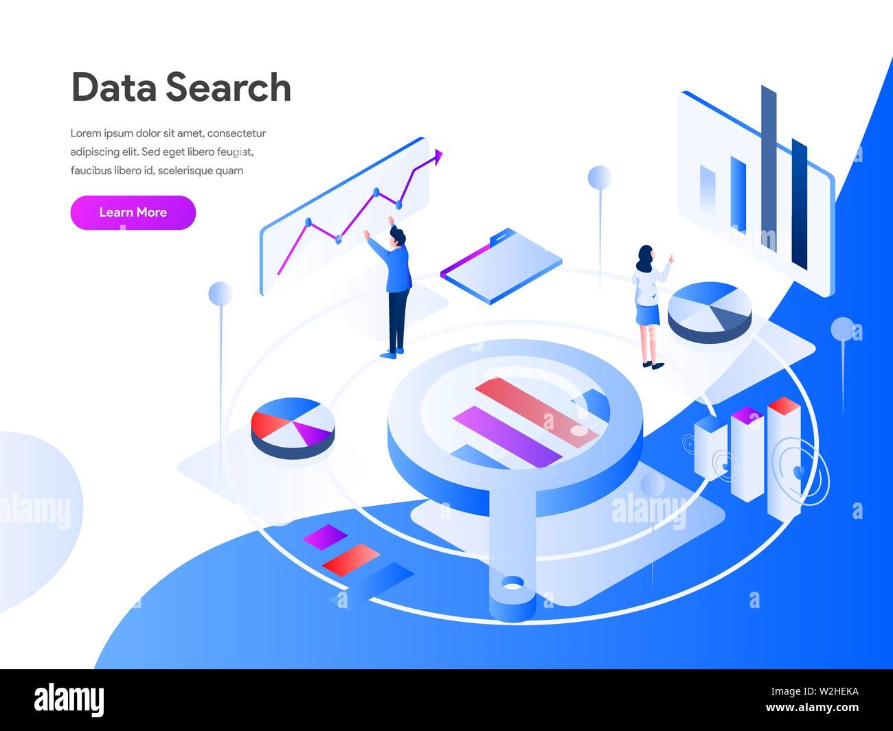 Data Search Isometric Illustration Concept. Modern flat design concept of web page design for website and mobile website.Vector illustration EPS 10 Stock Vector