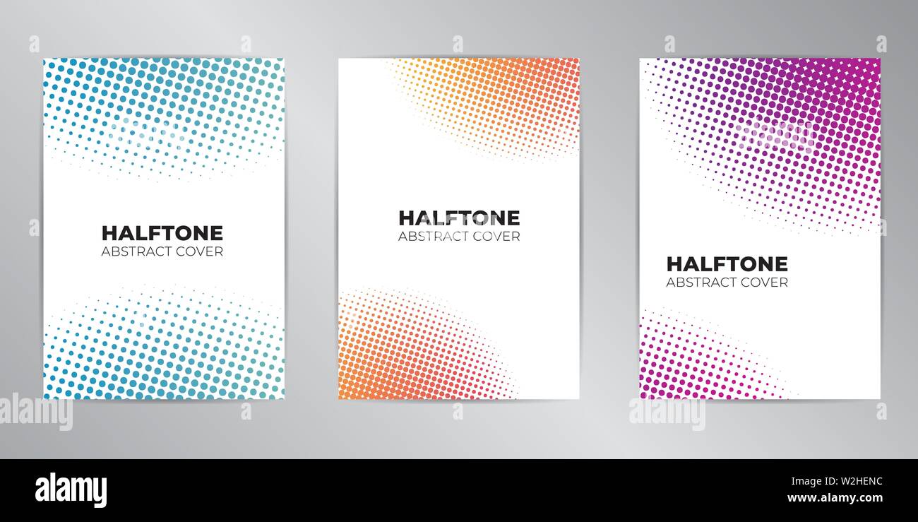 Halftone cover design background set A4 format. Stock Vector