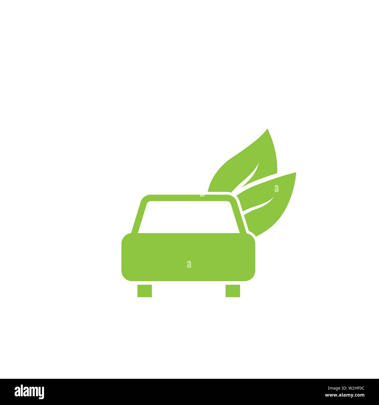 Green car with leaves. Electric eco car, Vector Stock Vector
