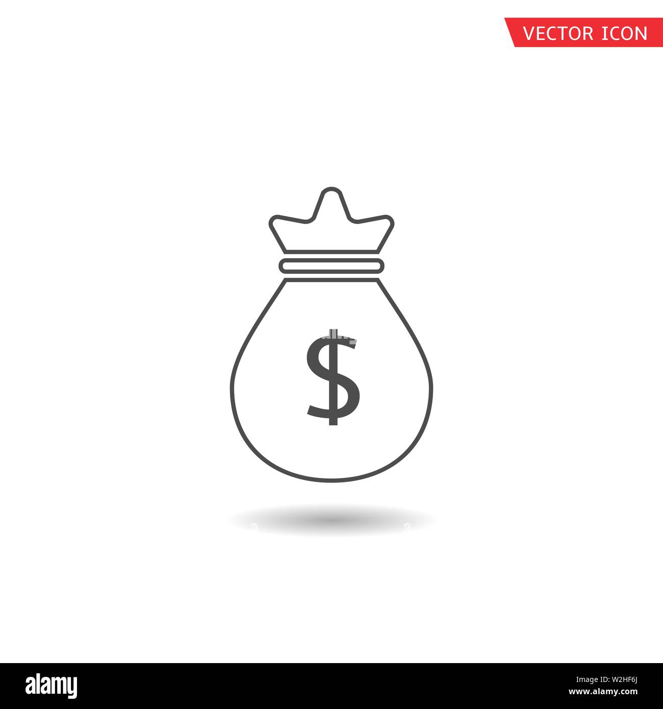 Outline Bag with dollar sign. Money sack, Vector illustration Stock ...